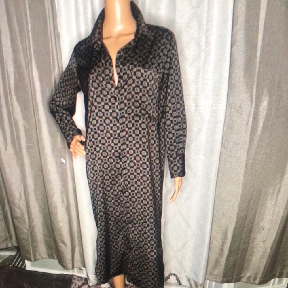 Stylish Black and Gray Patterned Long Dress